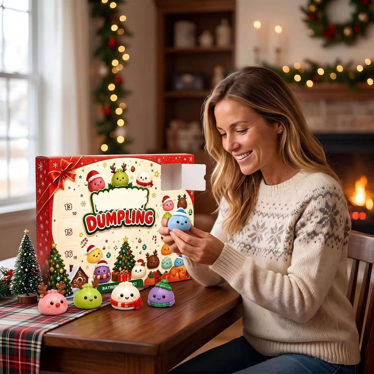 Cross-Border Christmas Countdown Bling Box Christmas Toy Tear-Off Calendar Hole-Hanging Fun Baozi Pinching Joy Bling Box